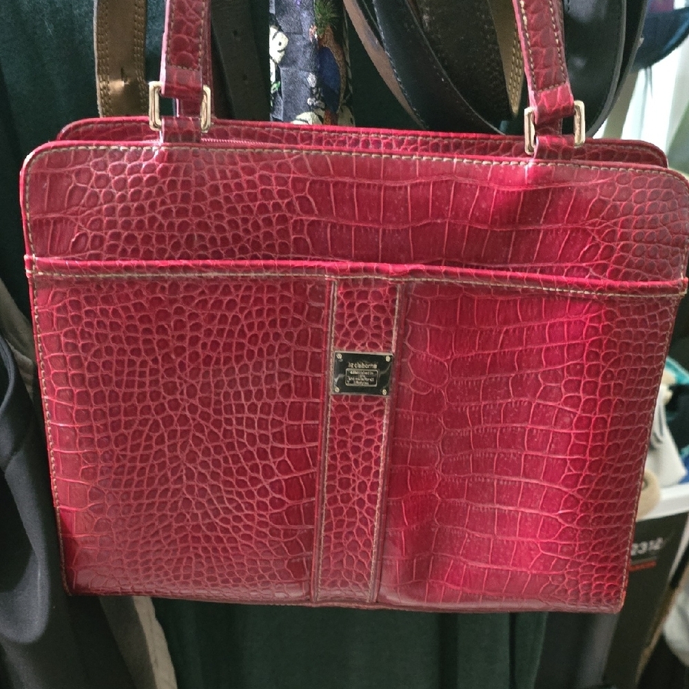 Red Crocodile-Embossed Women's Bag